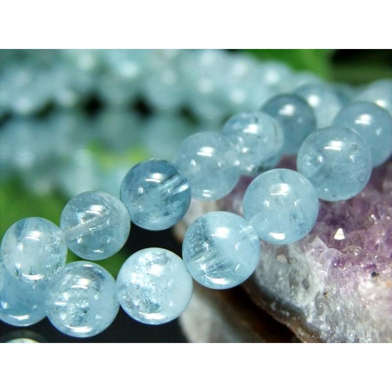 ペールアクアブルー A+ アクアマリン ブレスレット 約6mm-6.5mm×30珠