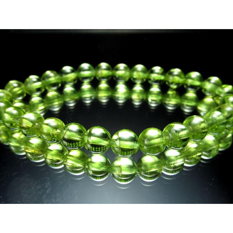 3A+ 超透明 ペリドット ブレスレット 6.5mm-7mm×27珠 (かんらん石