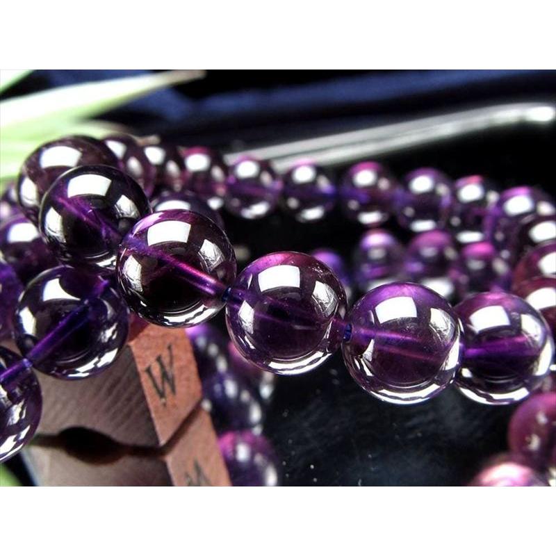 超濃色パープル 3A アメジスト 紫水晶 ブレスレット 約7mm-7.5mm×26珠
