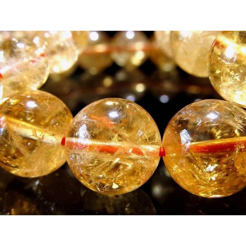 大珠 鮮やかな黄金色 シトリン 黄水晶 ブレスレット 13.5mm×16珠前後