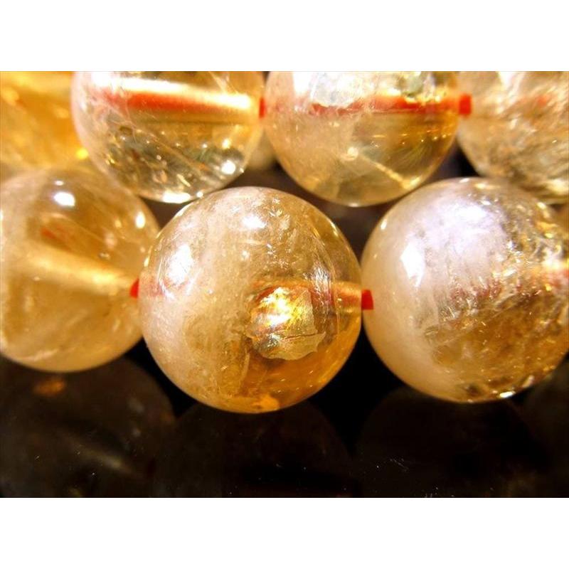 大珠 鮮やかな黄金色 シトリン 黄水晶 ブレスレット 13.5mm×16珠前後