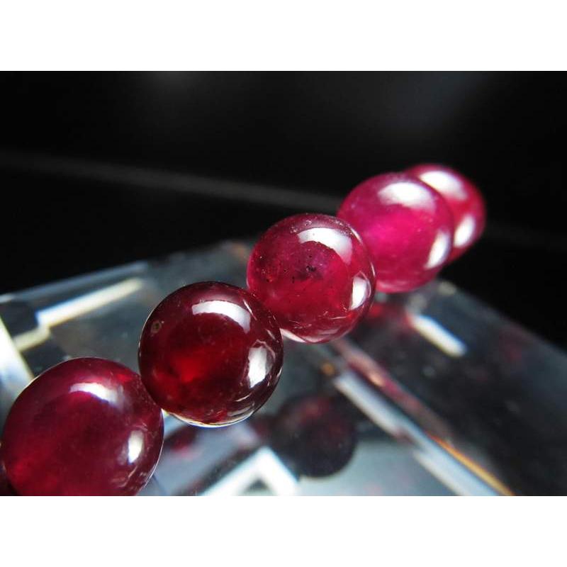 Sクラス・激レア・超透明の大珠 宝石質ルビー(紅玉)ブレスレット 約7mm