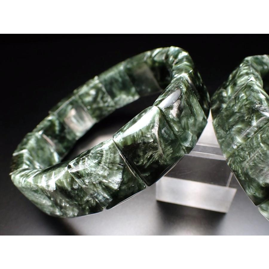 セラフィナイト(斜緑泥石)バングルブレスレット 幅約17mm-17.5mm  