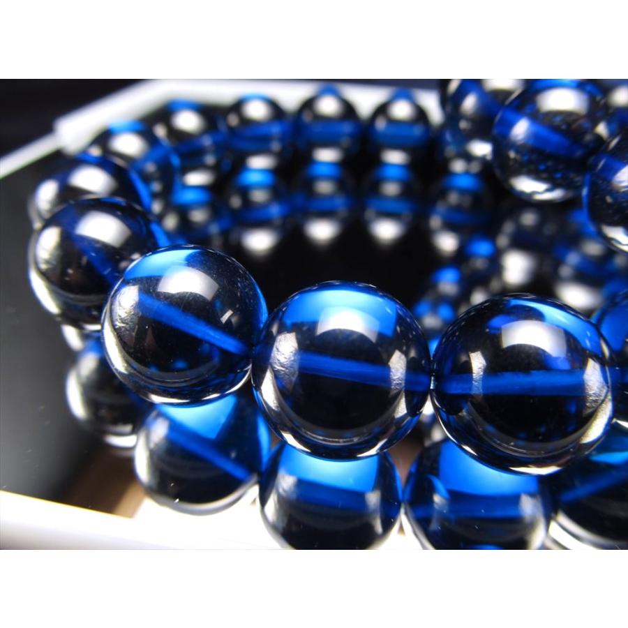 ブルー　アンバー　ブレスレット　琥珀　９mm 青　天然 ブルーアンバーブレスレット - 久慈琥珀オンラインショップ