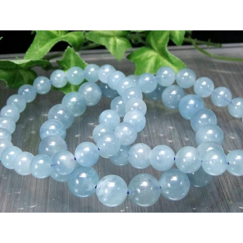 夏空 AA アクアマリン ブレスレット 約10mm×19珠前後 3月誕生石