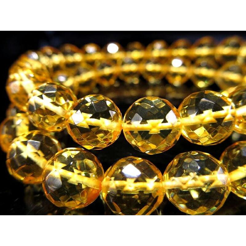 ブレスレット ハニーレモンアンバー カット 6.5mm-7mm×27珠前後 蜂蜜色の天然アンバーブレスレット 天然琥珀 バルト海産 パワーストーン_1