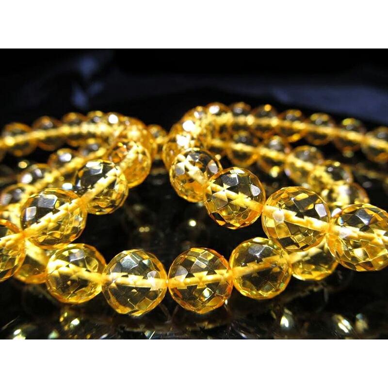 ブレスレット ハニーレモンアンバー カット 6.5mm-7mm×27珠前後 蜂蜜色の天然アンバーブレスレット 天然琥珀 バルト海産 パワーストーン_3