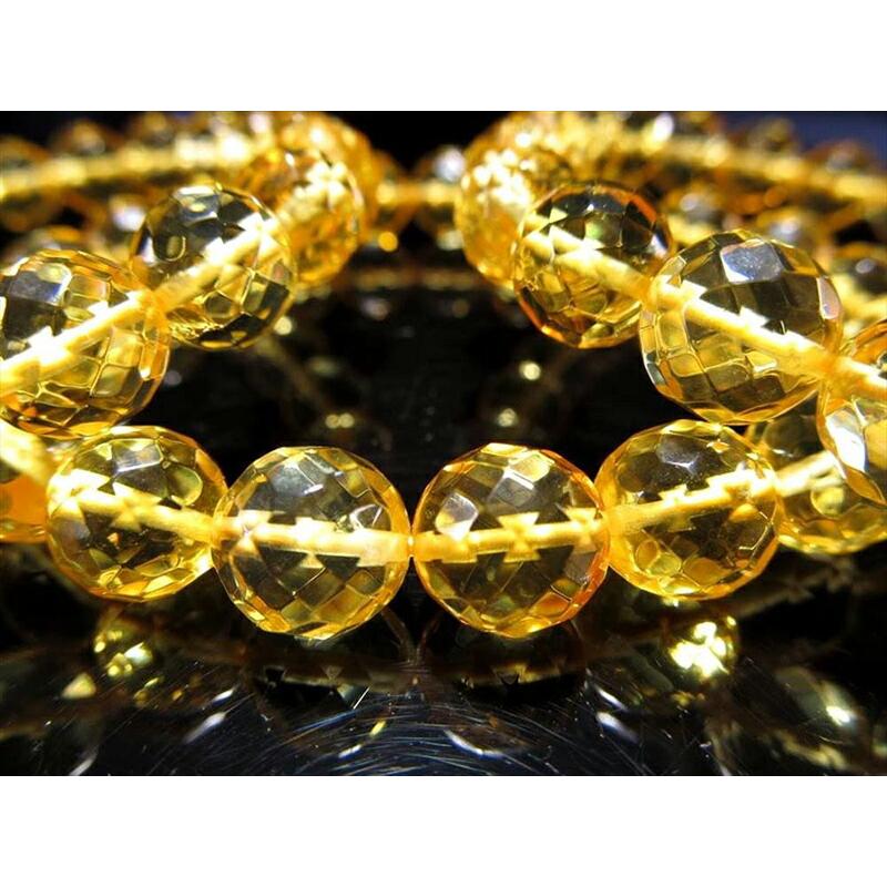 ブレスレット ハニーレモンアンバー カット 6.5mm-7mm×27珠前後 蜂蜜色の天然アンバーブレスレット 天然琥珀 バルト海産 パワーストーン_4