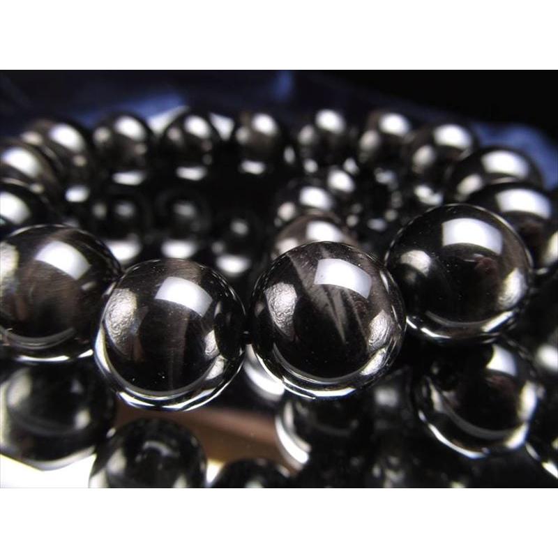 5A ブラックタイガーアイ ブレスレット 12mm-12.5mm×16珠前後 黒虎目石