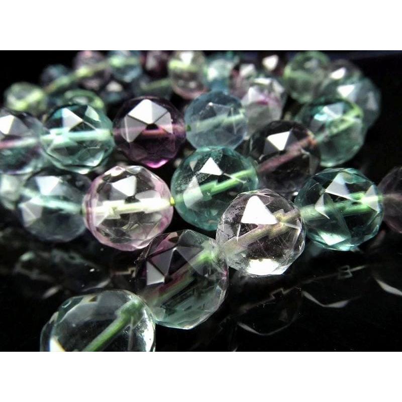 寒色MIXフローライト キラキラカット ブレスレット 約10mm×19珠前後