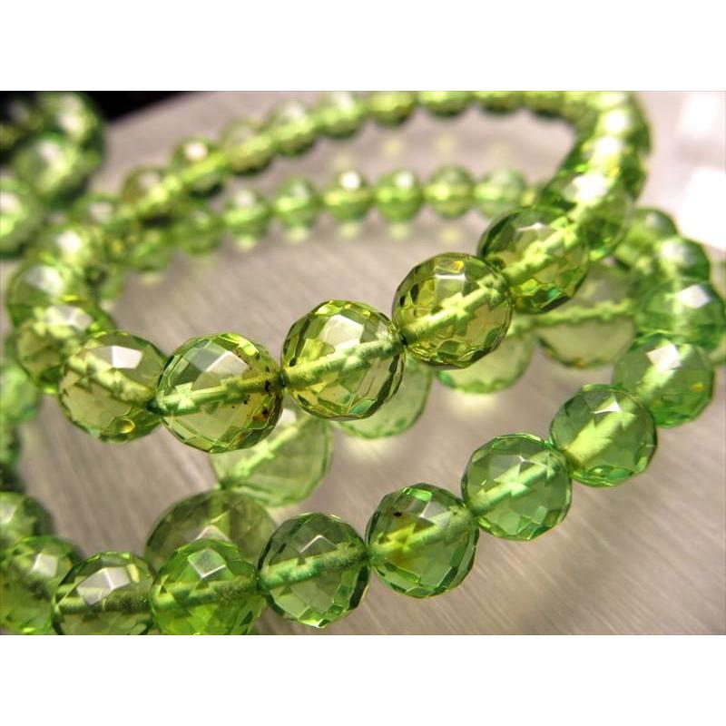 4A グリーンアンバー カットタイプ ブレスレット 6.5mm-7mm×26珠前後 