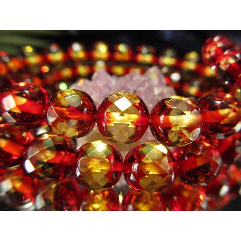 5A 切子風 ツートンカラーアンバー(天然琥珀)カット ブレスレット 約  