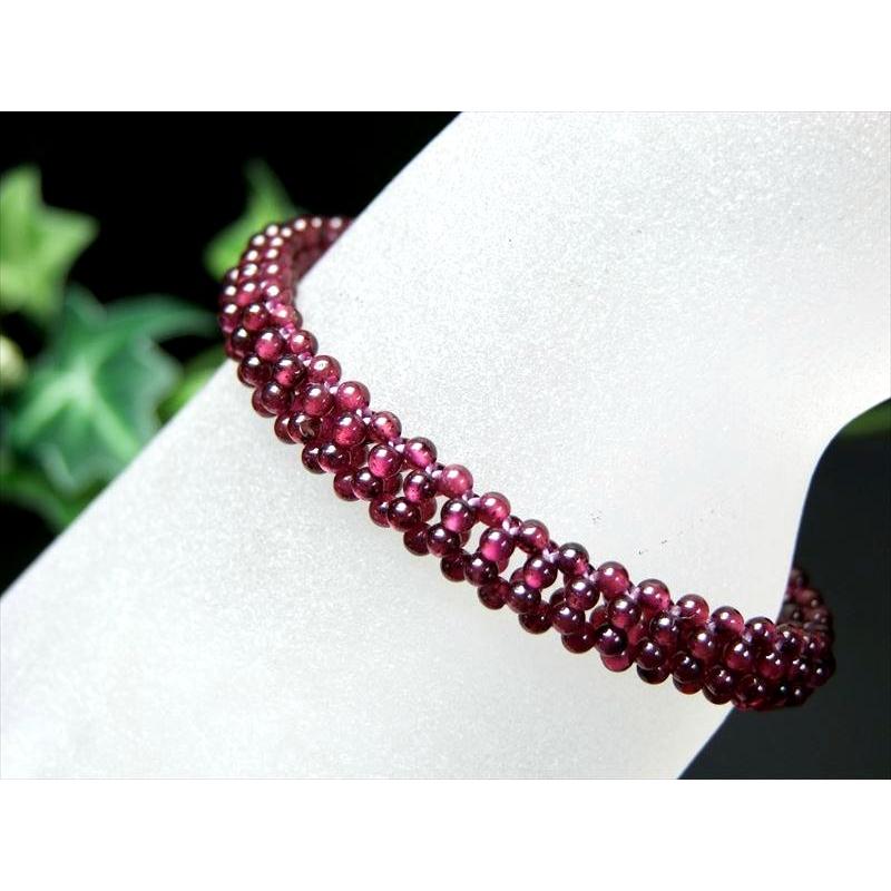 ロードライトガーネット 編み込みデザイン ブレスレット 幅約8mm 美麗