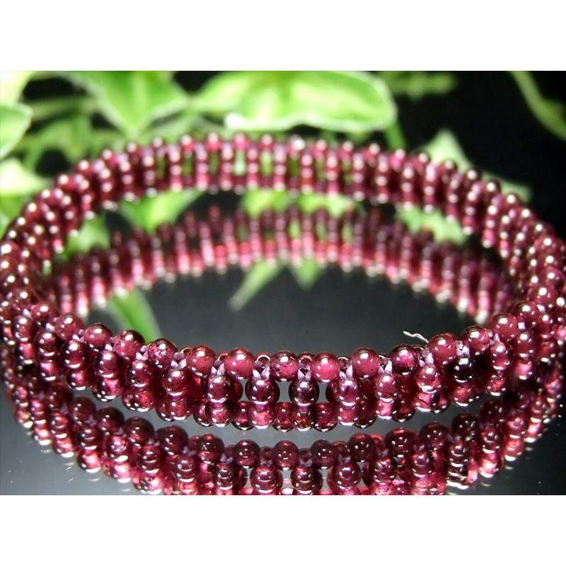 ロードライトガーネット 編み込みデザイン ブレスレット 幅約8mm 美麗  