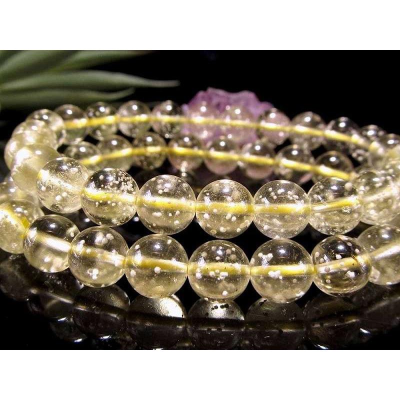 【高品質,希少】クリストバライト入りリビアングラス　１３㎜　ブレスレット 高品質,希少】クリストバライト入りリビアングラス 13