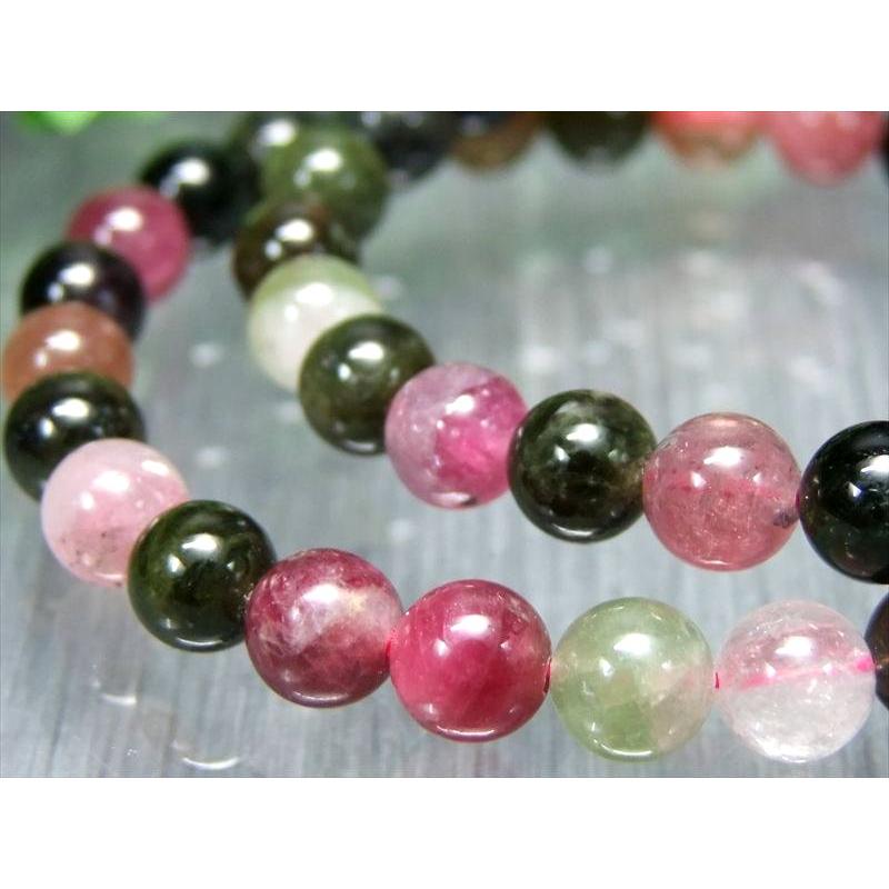 シックなMIXカラー AA MIXトルマリン ブレスレット 6.5mm-7mm×28珠前後