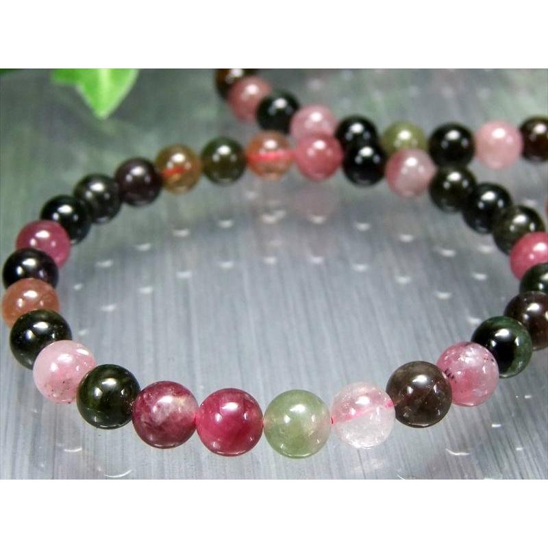 シックなMIXカラー AA MIXトルマリン ブレスレット 6.5mm-7mm×28珠前後