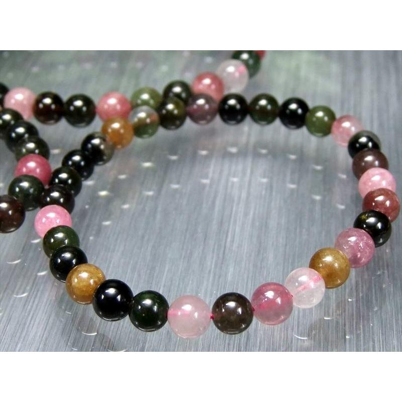 シックなMIXカラー AA MIXトルマリン ブレスレット 6.5mm-7mm×28珠前後