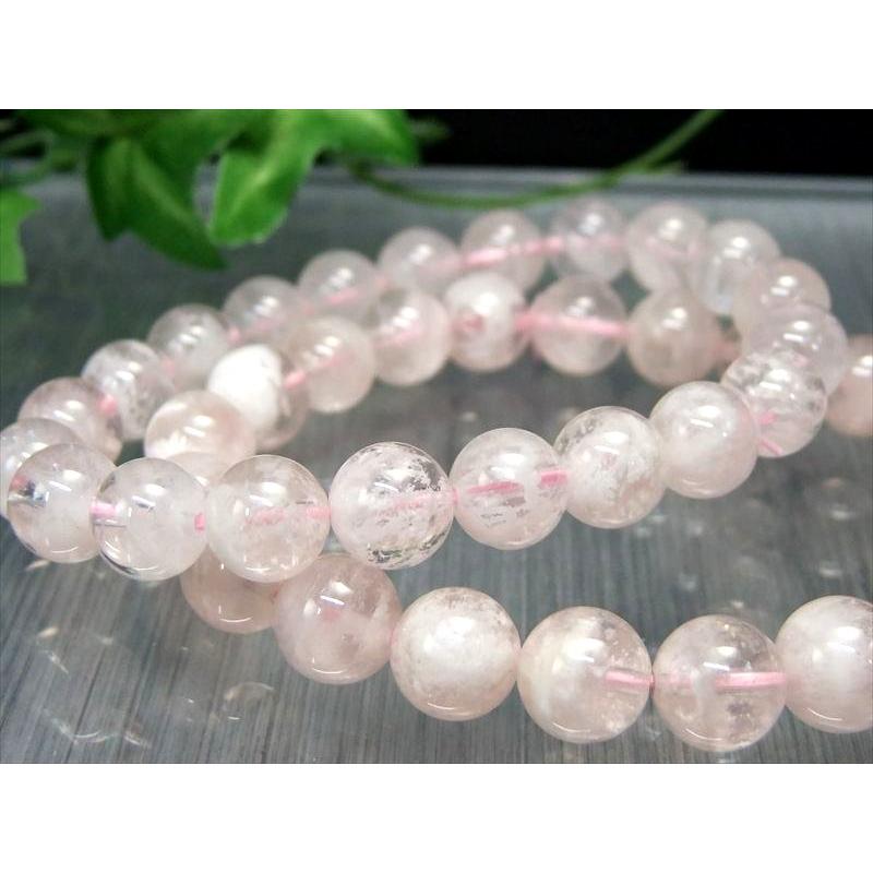 セリサイトインローズクォーツ ブレスレット 9.5mm-10mm×21珠前後