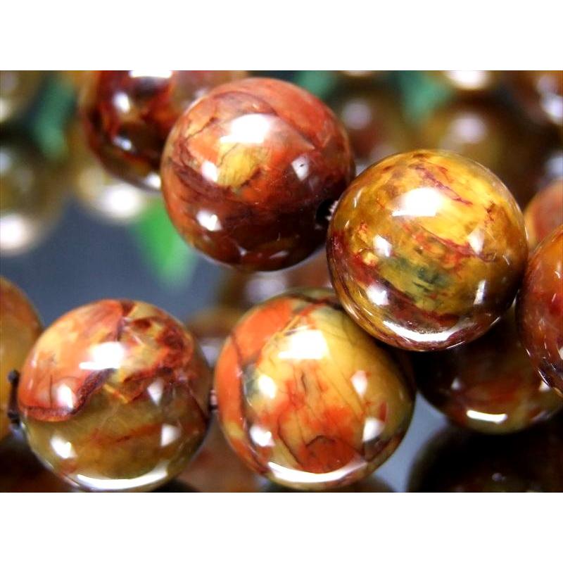 暖色MIXカラー ピーターサイトシリカ ブレスレット 8.5mm-9mm×22珠前後