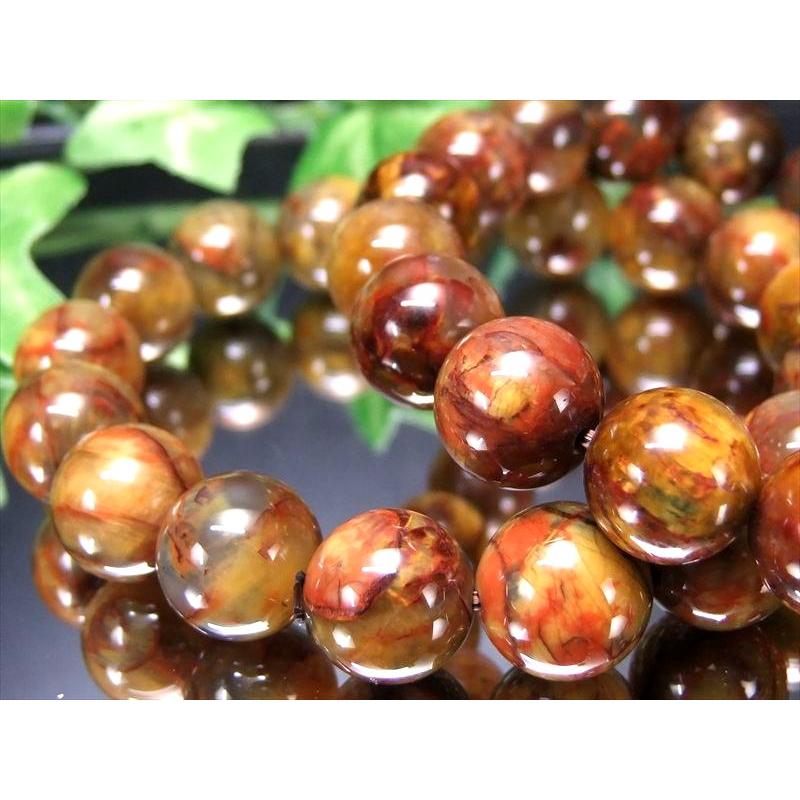 暖色MIXカラー ピーターサイトシリカ ブレスレット 8.5mm-9mm×22珠前後