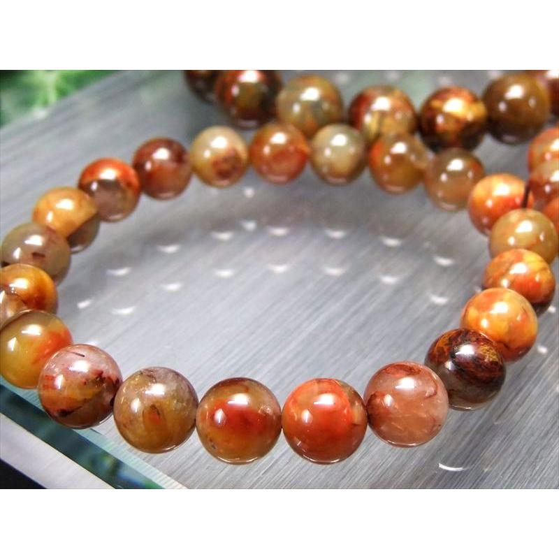暖色MIXカラー ピーターサイトシリカ ブレスレット 8.5mm-9mm×22珠前後