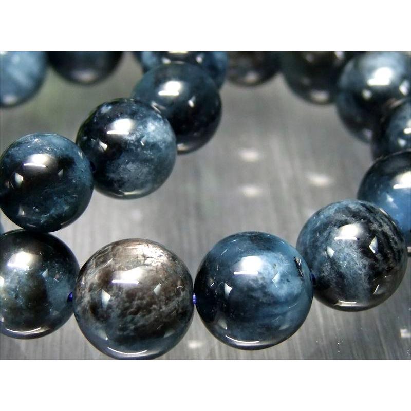 ブラックシラーアクアマリン モスアクアマリン ブレスレット 約6.5mm