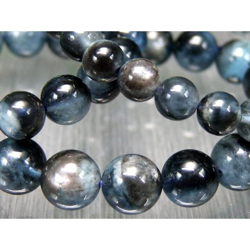天然石　お守り　ブレスレット　ブラックシラー　アクアマリン ブラックシラーアクアマリン モスアクアマリン ブレスレット 約6.5mm