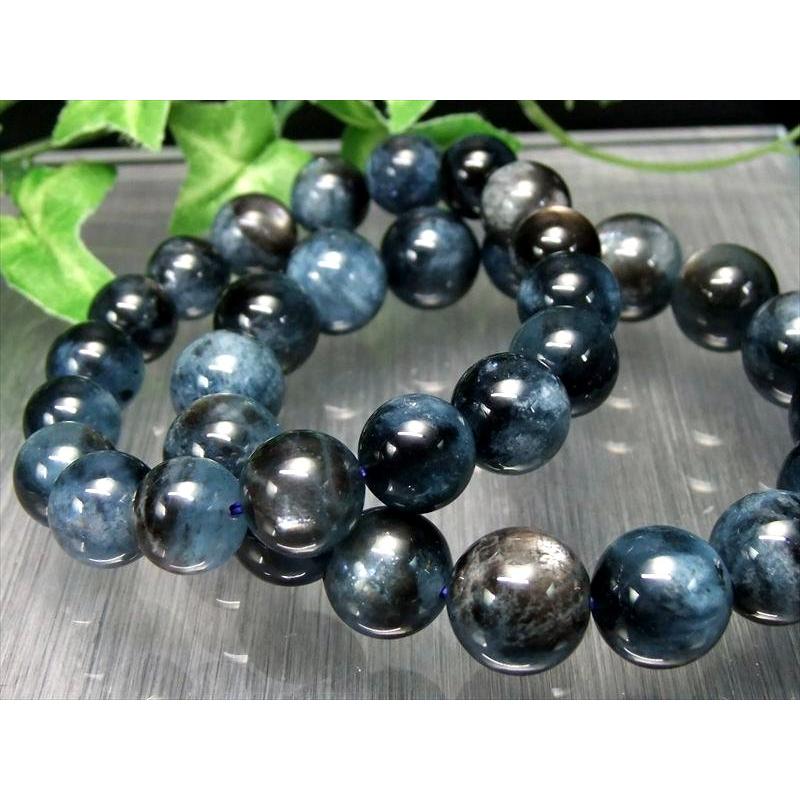 ブラックシラーアクアマリン モスアクアマリン ブレスレット 約11mm