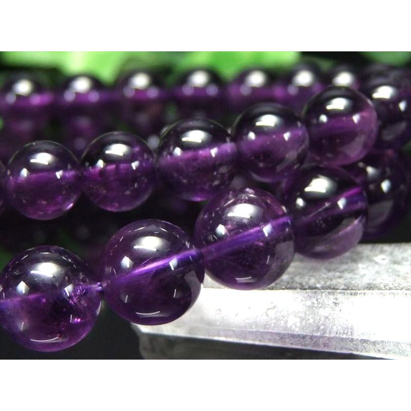 ＼アメジスト祭／ 艶やか ディープパープル 3A アメジスト 紫水晶 ブレスレット 約10mm-10.5mm×19珠前後 お買い得価格 愛の守護石の画像