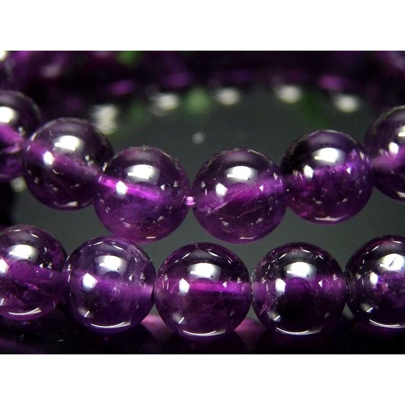 ＼アメジスト祭／ 艶やか ディープパープル 3A アメジスト 紫水晶 ブレスレット 約10mm-10.5mm×19珠前後 お買い得価格 愛の守護石の画像