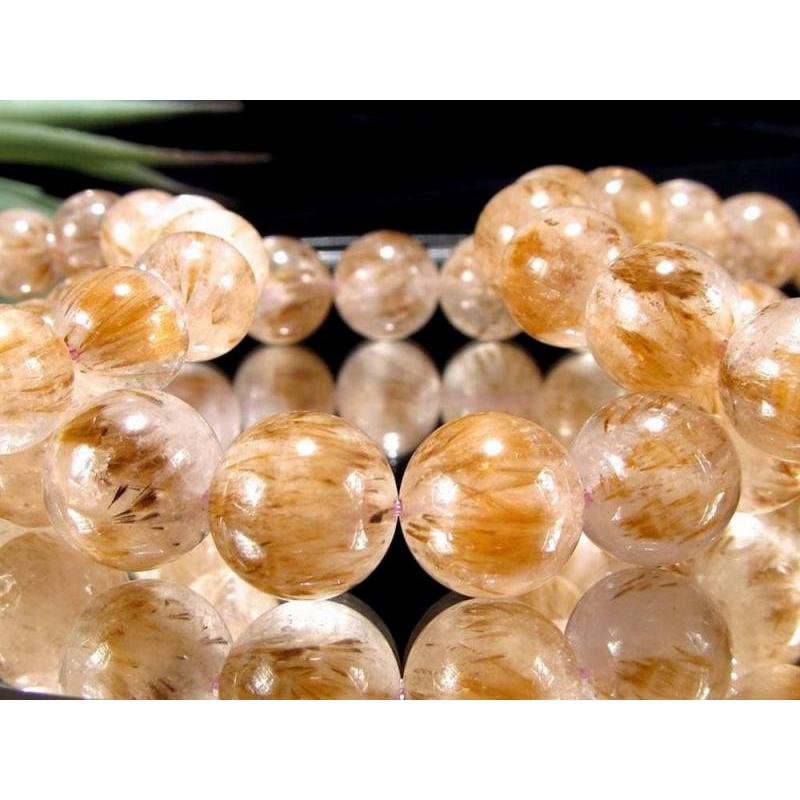 カコクセナイト インクォーツ ブレスレット 7mm-7.5mm×27珠前後 秋色に輝く黄金インクルージョン カコクセナイト入り水晶 聖なる治療薬 ブラジル産 | ブランド登録なし | 06