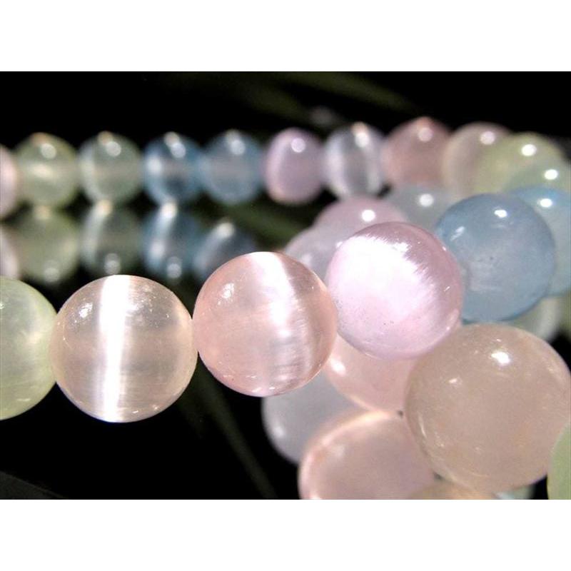 カラフルMIXカラー マルチカラー キャッツアイ セレナイト 透石膏 ブレスレット 約8mm-8.5mm×23珠前後 シルクのような繊維質 天然ジプサム | ブランド登録なし | 02