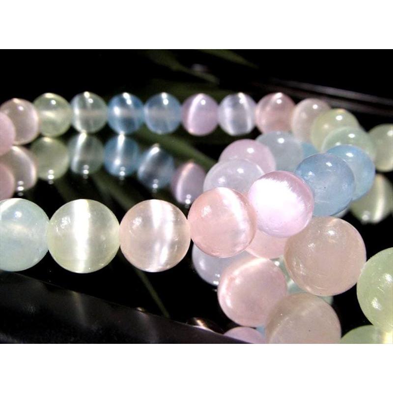 カラフルMIXカラー マルチカラー キャッツアイ セレナイト 透石膏 ブレスレット 約8mm-8.5mm×23珠前後 シルクのような繊維質 天然ジプサム | ブランド登録なし | 05