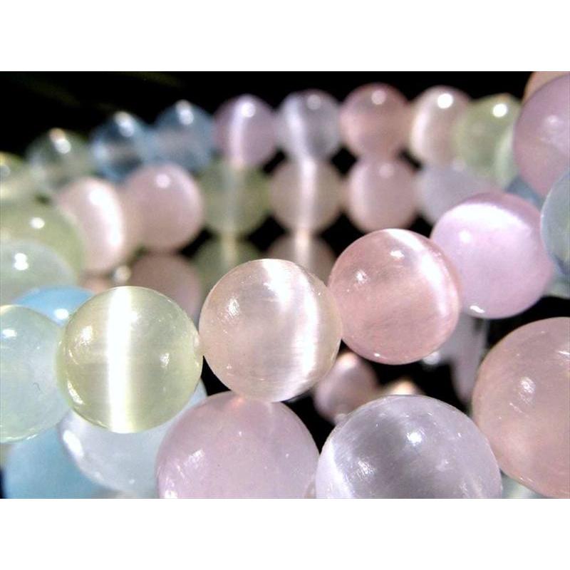 カラフルMIXカラー マルチカラー キャッツアイ セレナイト 透石膏 ブレスレット 約8mm-8.5mm×23珠前後 シルクのような繊維質 天然ジプサム | ブランド登録なし | 07