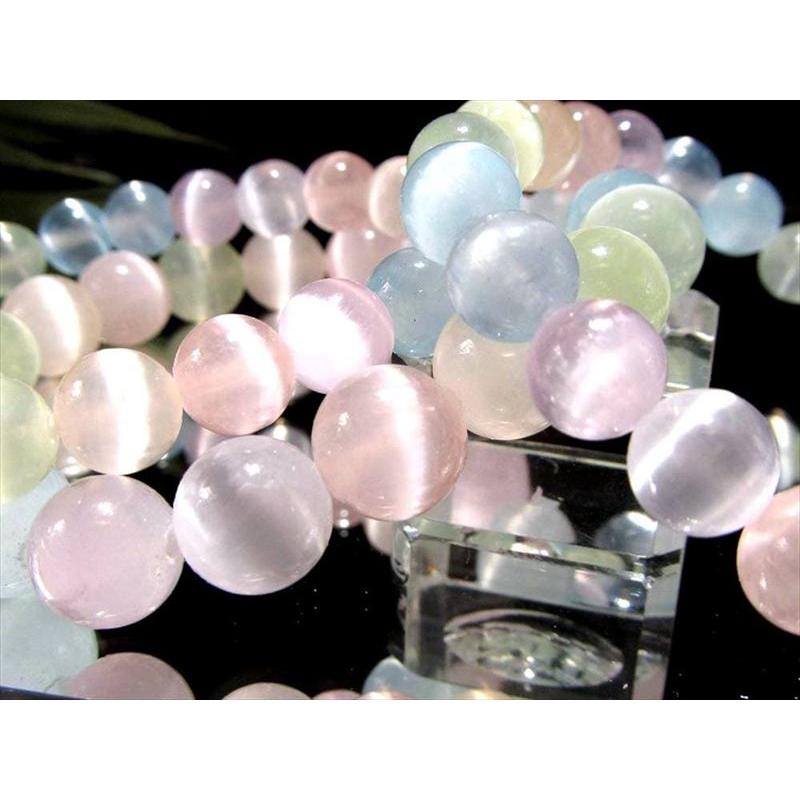 カラフルMIXカラー マルチカラー キャッツアイ セレナイト 透石膏 ブレスレット 約8mm-8.5mm×23珠前後 シルクのような繊維質 天然ジプサム | ブランド登録なし | 08