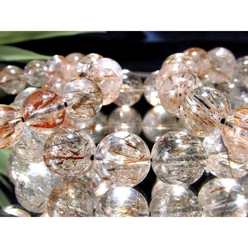透明感抜群 フォリエーテッド ・ マイカ インクォーツ ブレスレット 10.5mm-11mm×19珠前後 個性的な内包美 活力向上・長寿 ブラジル産 パワーストーン 天然石 | ブランド登録なし | 02