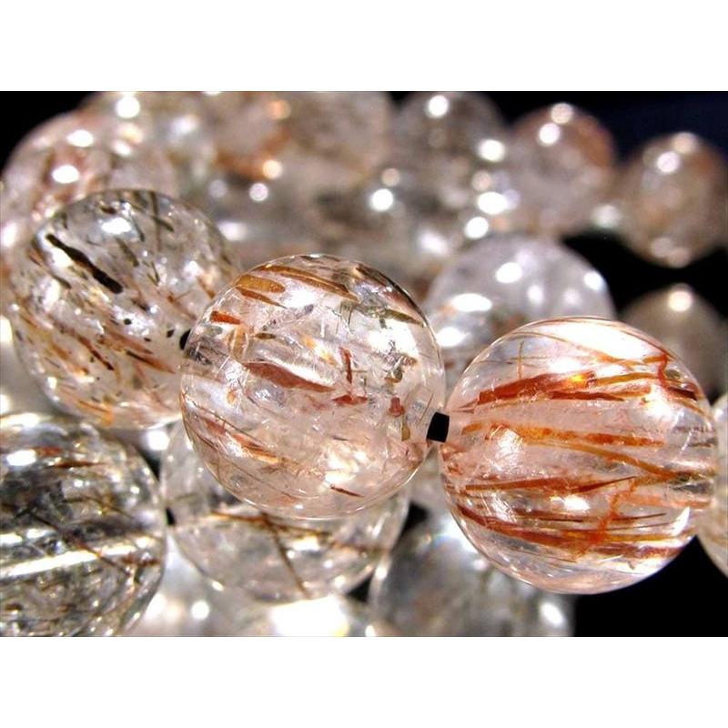 透明感抜群 フォリエーテッド ・ マイカ インクォーツ ブレスレット 10.5mm-11mm×19珠前後 個性的な内包美 活力向上・長寿 ブラジル産 パワーストーン 天然石 | ブランド登録なし | 03
