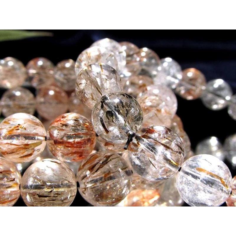 透明感抜群 フォリエーテッド ・ マイカ インクォーツ ブレスレット 10.5mm-11mm×19珠前後 個性的な内包美 活力向上・長寿 ブラジル産 パワーストーン 天然石 | ブランド登録なし | 07