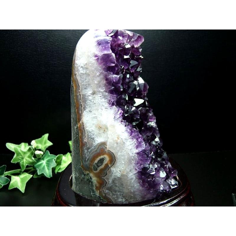 高品質天使の指紋アメジストハートスタンド付き