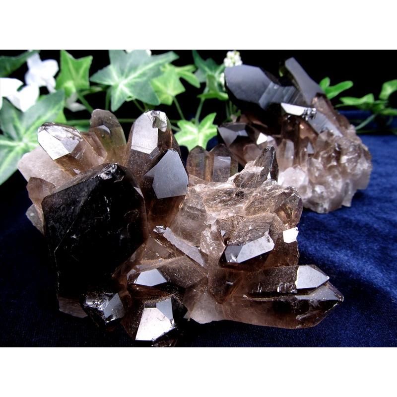 高品質 スモーキークォーツ 煙水晶 クラスター原石 1個売り 重さ約200g