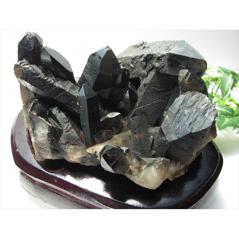 高品質✨ モリオンクラスター 木製台座付き モリオンクラスター【木製台座付き】