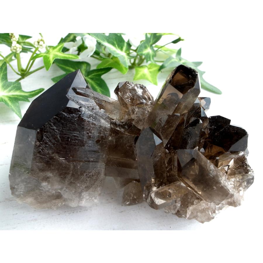 高品質 黒水晶 モリオン クラスター原石 1個売り 重さ約200g