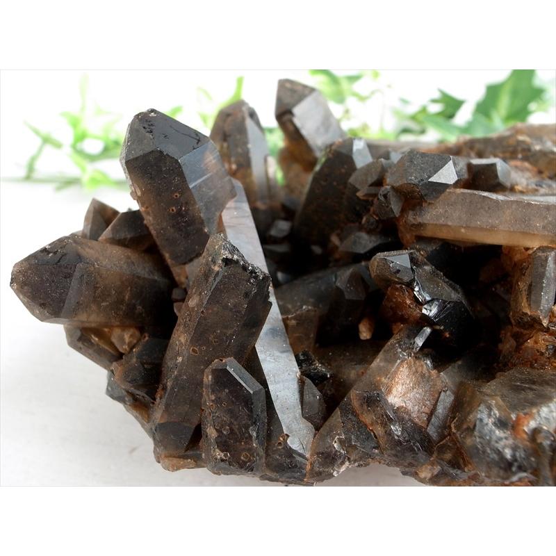 【超特大830g】強力な魔除けの石！ モリオン（黒水晶）クラスター/原石 鑑賞石 圧倒的支持 天然 黒水晶 モリオン クラスター原石 重さ580.3g 最強の魔