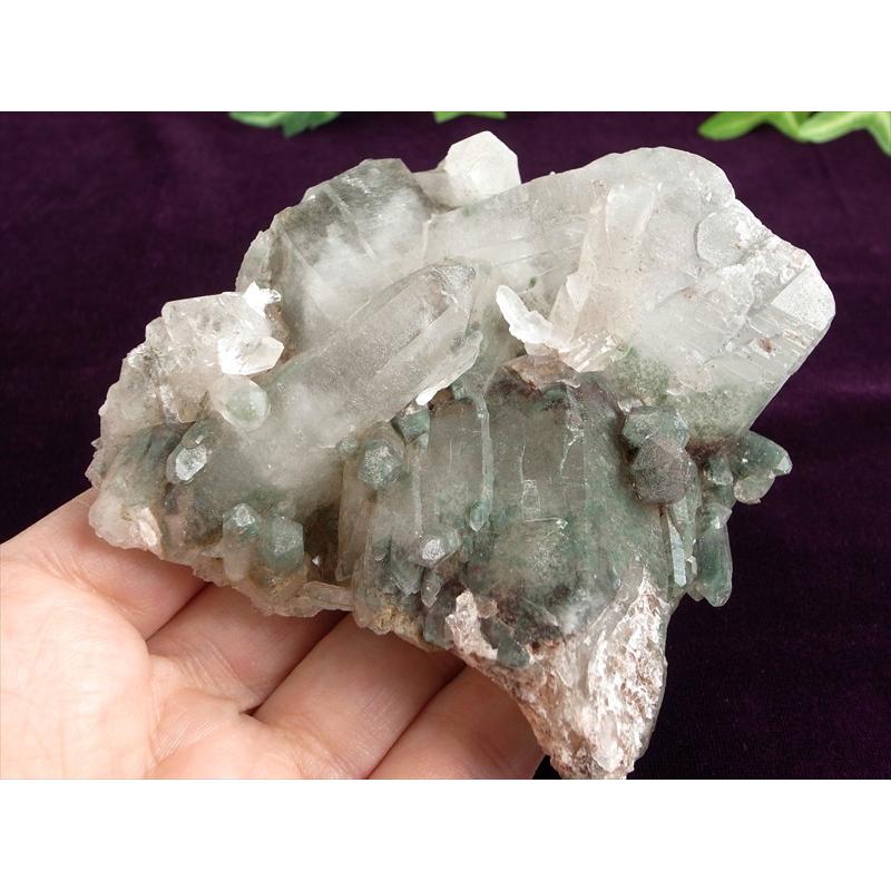 極限環境が生んだ水晶 ガルサ産 水晶クラスター 最大幅 約102mm 重さ 約253g 厳選1点物 ギャランティカード付き 多彩な内包物&荒々しい結晶 浄化 インテリアの画像