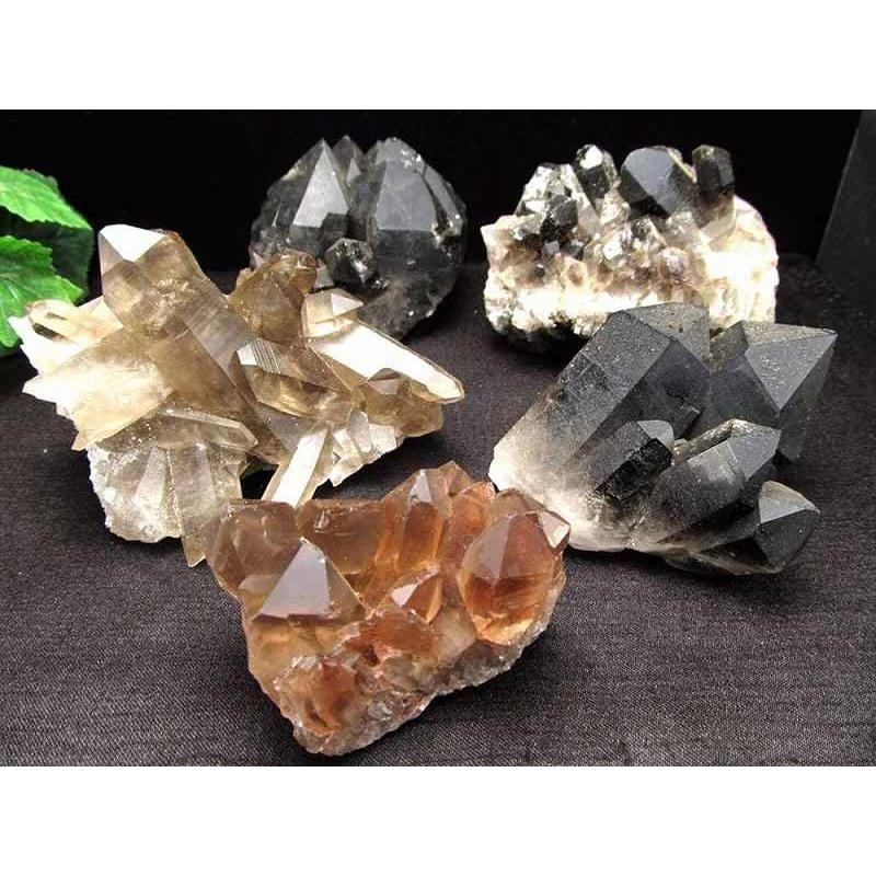 黒水晶 モリオン &スモーキークォーツ 煙水晶 クラスター原石 1個売り