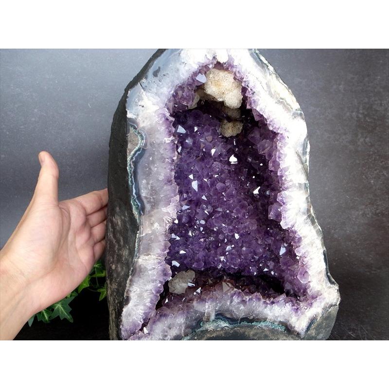 透明&濃いパープル アメジスト ドーム アメジストカペーラ 高さ 25.5cm
