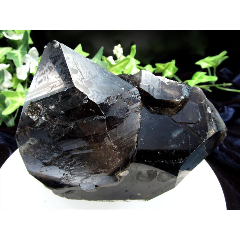 天然の黒光り 天然 黒水晶 モリオン クラスター原石 重さ754g 最