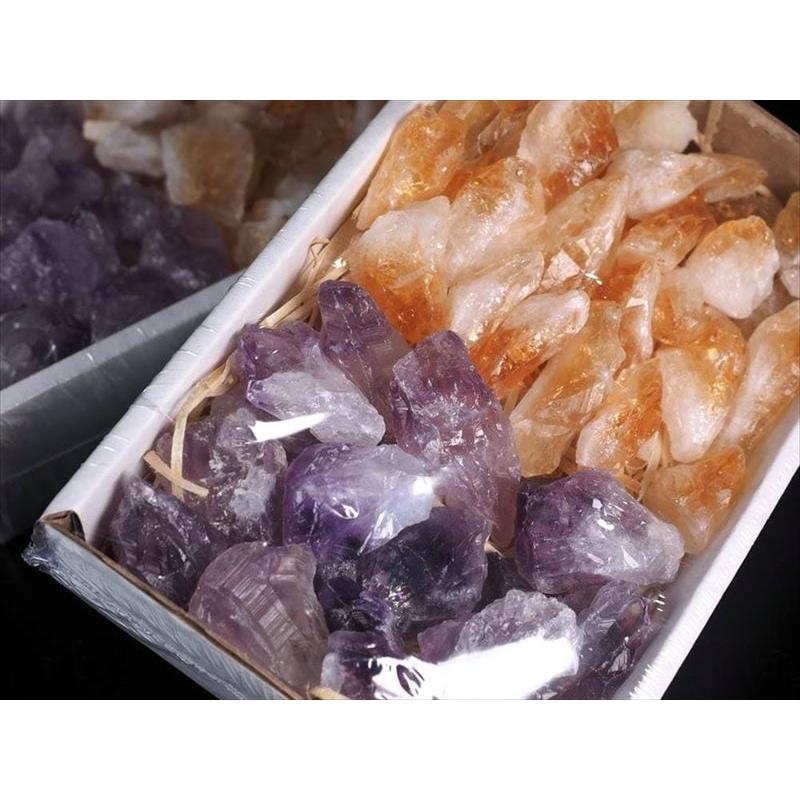 人気組み合わせ2種結晶原石の詰め合わせ アメジスト 紫水晶 ×シトリン 