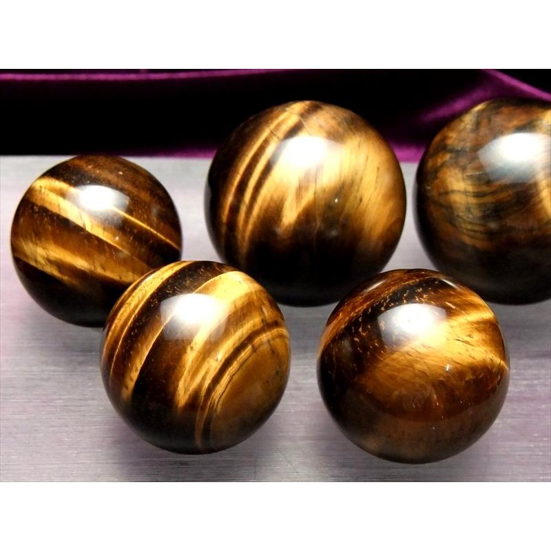3A タイガーアイ 丸玉 直径52mm-54mm 金運の代名詞 良質シャトヤンシー